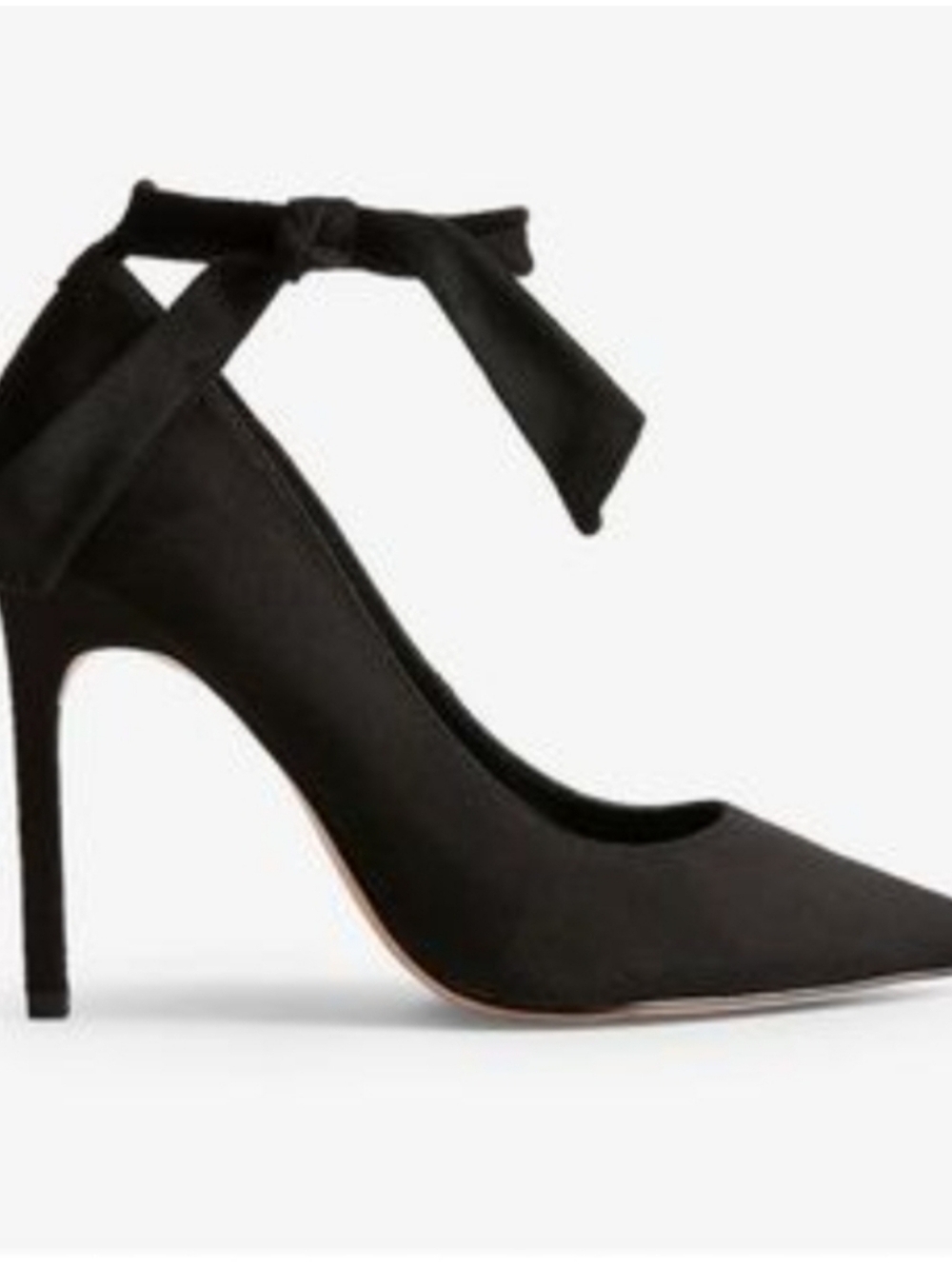 Express Womens Black Ankle Tie Pumps 4' Heel Pointed Sz 10
